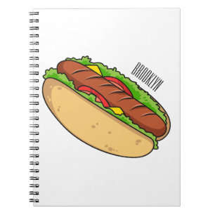 Hot dog cartoon illustration notebook