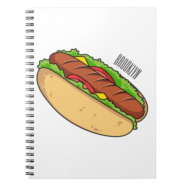 Hot dog cartoon illustration  notebook (Front)