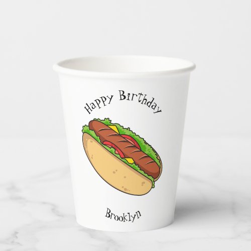 Hot dog cartoon illustration  paper cups