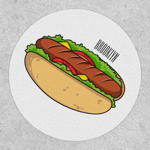 Hot dog cartoon illustration patch