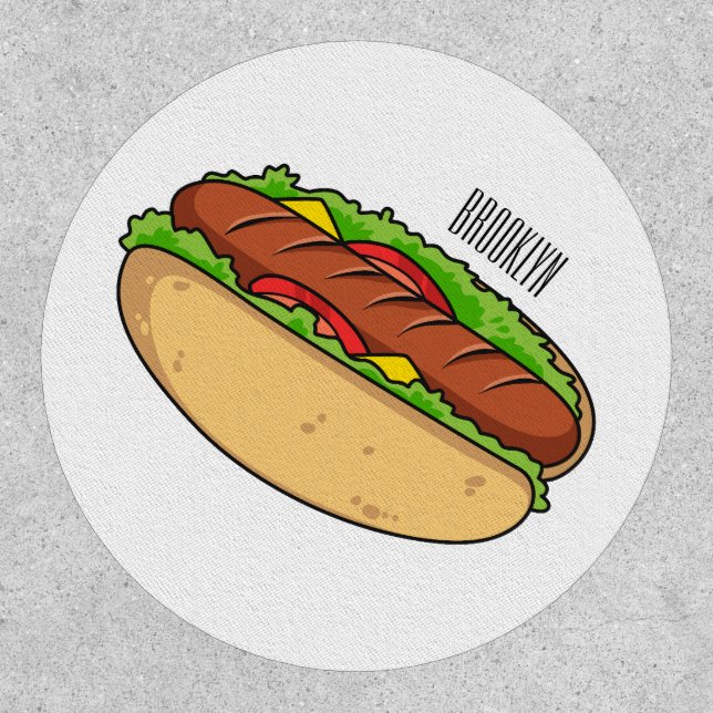 Hot dog cartoon illustration patch (Front)