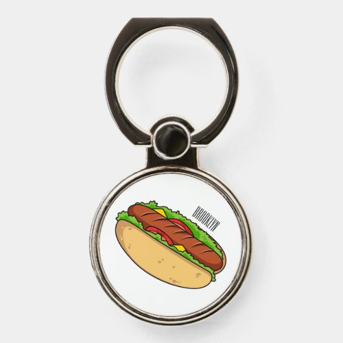 Hot dog cartoon illustration phone ring stand