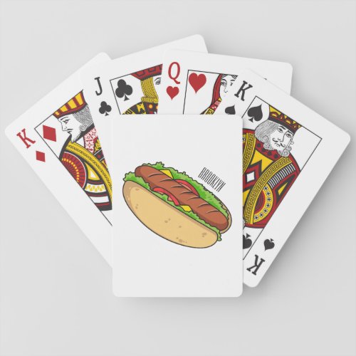 Hot dog cartoon illustration playing cards