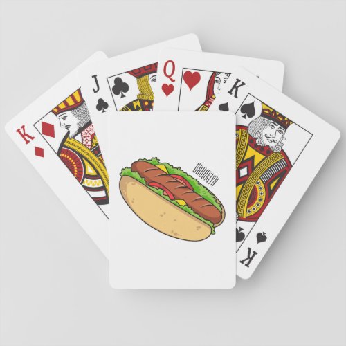 Hot dog cartoon illustration poker cards