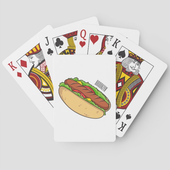 Hot dog cartoon illustration poker cards (Back)