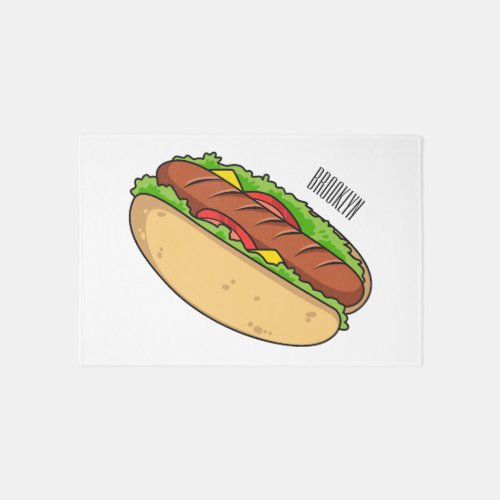 Hot dog cartoon illustration  rug