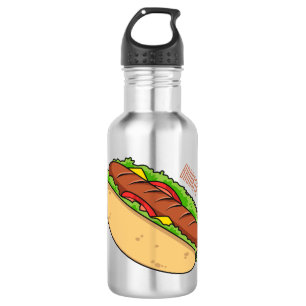 Hot dog cartoon illustration  stainless steel water bottle