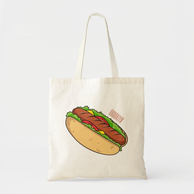 Hot dog cartoon illustration  tote bag (Front)