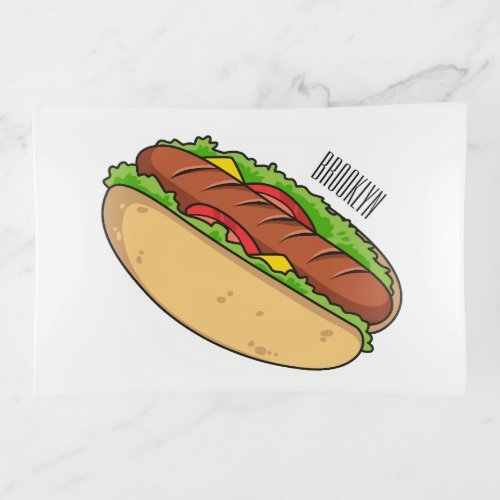 Hot dog cartoon illustration trinket tray