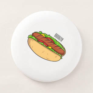 Hot dog cartoon illustration Wham-O frisbee
