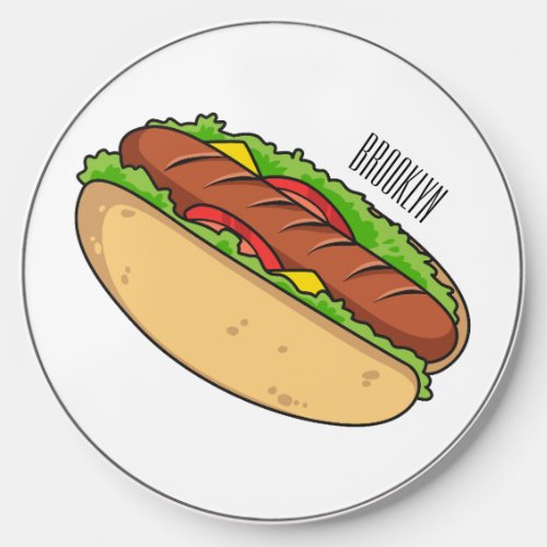 Hot dog cartoon illustration wireless charger 