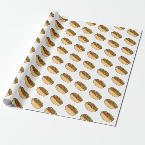 Hot dog cartoon illustration  wrapping paper