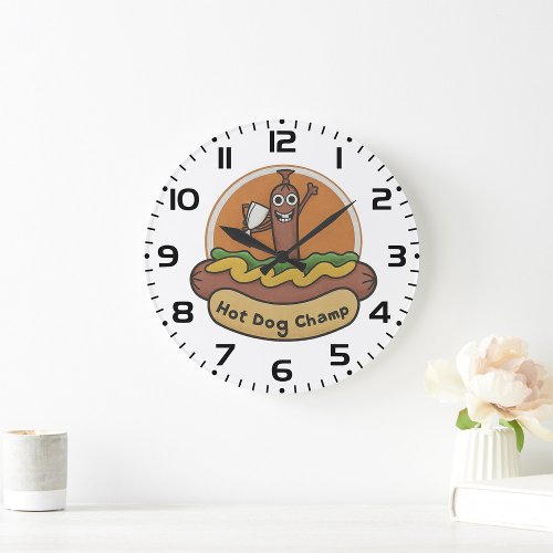 Hot Dog Champ Large Clock