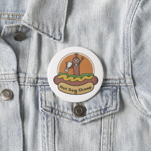 Hot Dog Champ Weiner Trophy Cute Foodie Button