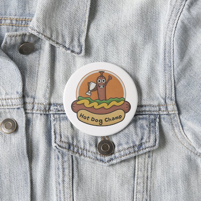 Hot Dog Champ Weiner Trophy Cute Foodie Button (Creator Uploaded)