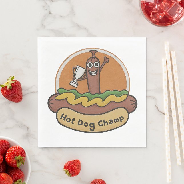 Hot Dog Champ Weiner Trophy Cute Foodie Napkins (Creator Uploaded)