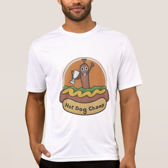 Hot Dog Champ Weiner Trophy Cute Foodie T-Shirt (Front)