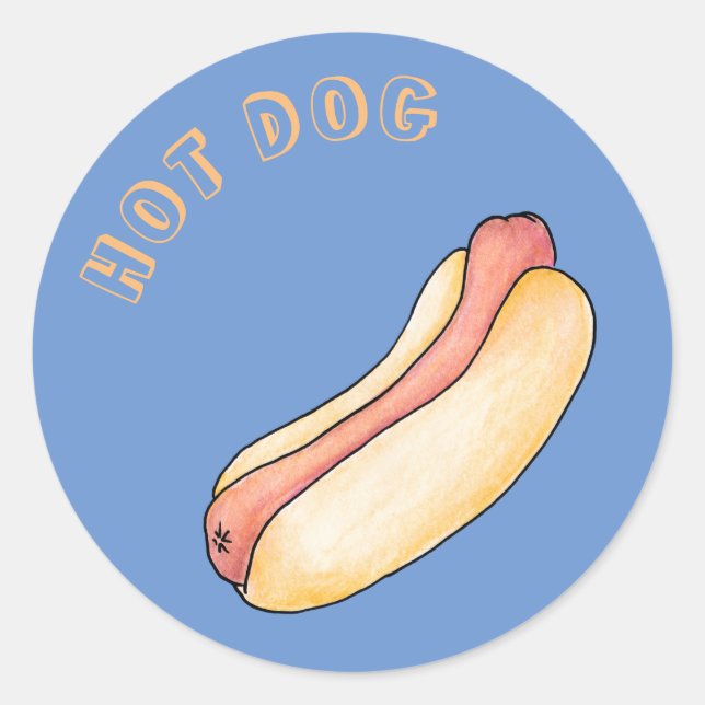 Hot dog classic round sticker (Front)