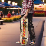 Hot Dog Colorful Food Personalized Name Skateboard<br><div class="desc">A fun skateboard,  designed to look like a hot dog with mustard and tomato ketchup. Personalize with a name for an individual finishing touch.</div>