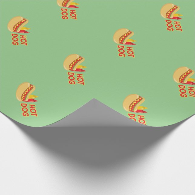 Hot Dog Condiment Pattern Wrapping Paper (Corner)