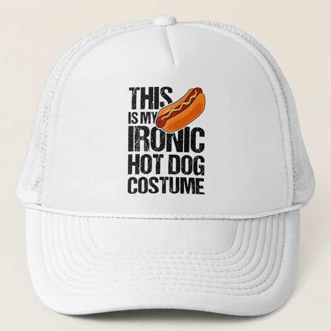 HOT DOG COSTUME Hot Dog Eating Contest Hot Dog Trucker Hat (Front)
