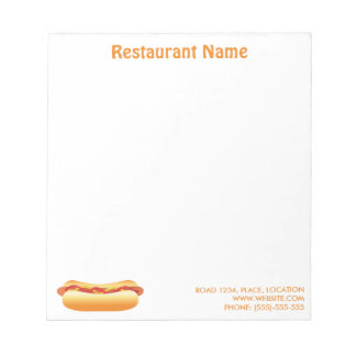 Hot Dog Custom Restaurant Notepad