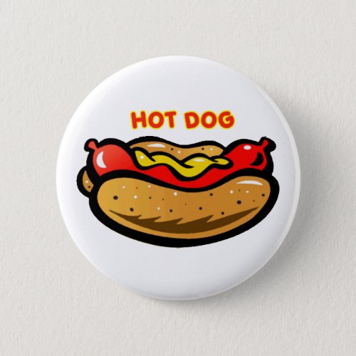 Hot Dog Custom White Button