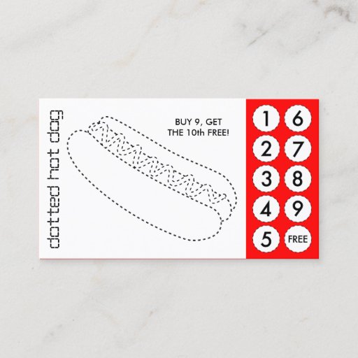 Customizable hot dog cut out punch cards business card templates