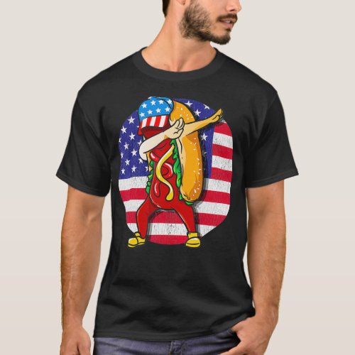 Hot Dog Dabbing 4th of July Hotdog Lover Merica T_Shirt