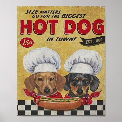 Hot Dog Dachshund Funny Dog Paw Mom Animals Poster