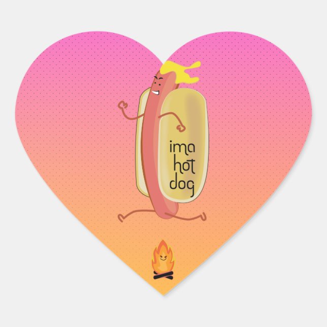 Hot Dog Dare Devil Heart Sticker (Front)