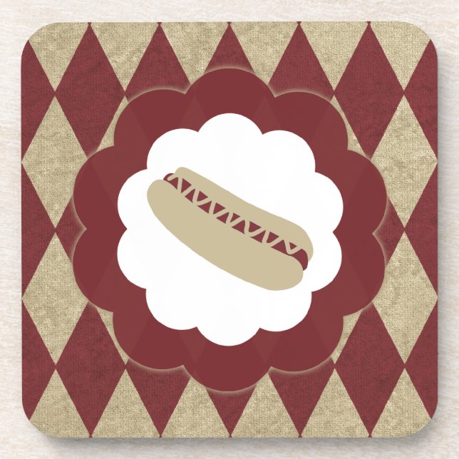 hot dog diamonds beverage coaster (Front)