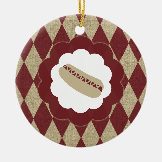 hot dog diamonds ceramic ornament (Front)