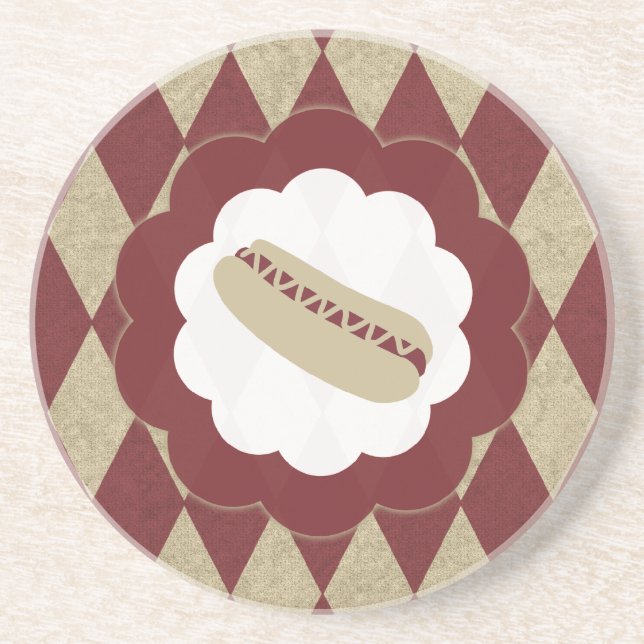 hot dog diamonds sandstone coaster (Front)
