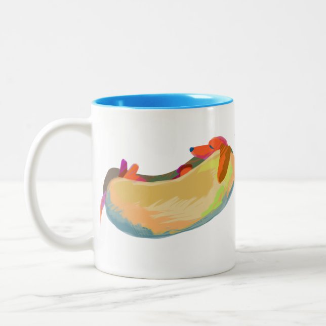Hot Dog Dreams Two-Tone Coffee Mug (Left)