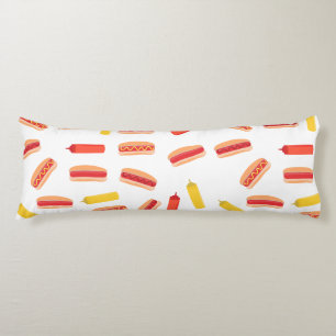 Hot Dog Fast Food BBQ Pattern Body Pillow