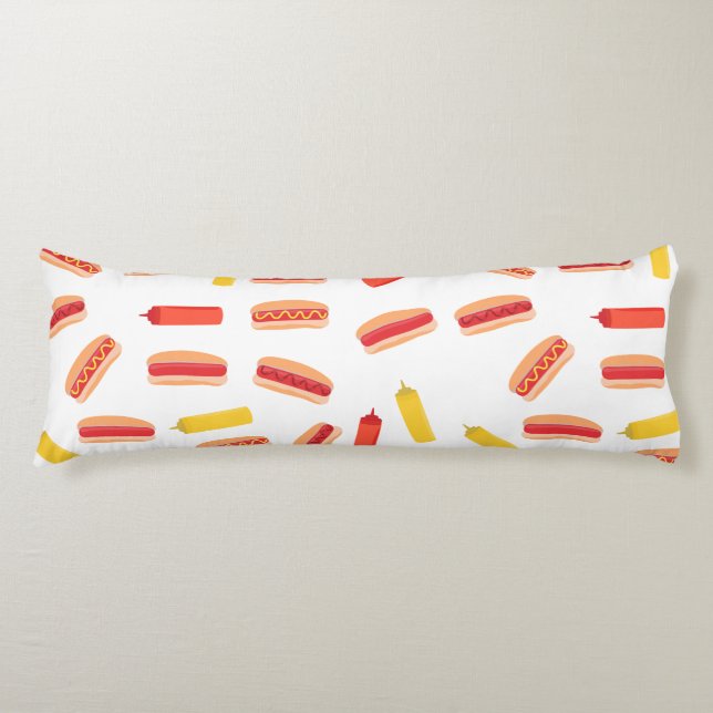 Hot Dog Fast Food BBQ Pattern  Body Pillow (Front)