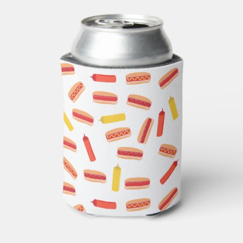 Hot Dog Fast Food BBQ Pattern  Can Cooler