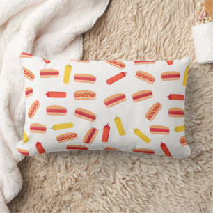 Hot Dog Fast Food BBQ Pattern Lumbar Pillow