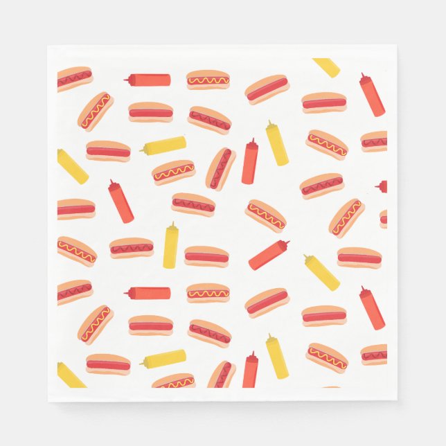 Hot Dog Fast Food BBQ Pattern  Napkins (Front)