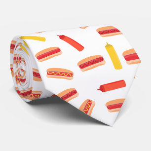 Hot Dog Fast Food BBQ Pattern Neck Tie