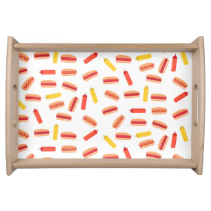 Hot Dog Fast Food BBQ Pattern  Serving Tray
