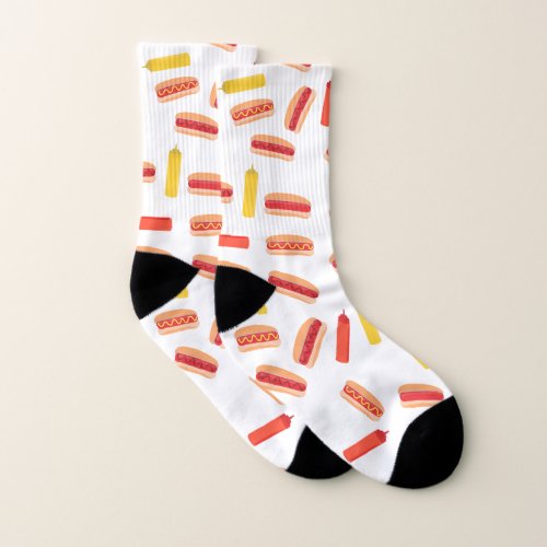 Hot Dog Fast Food BBQ Pattern  Socks