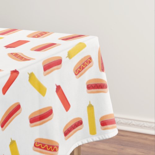 Hot Dog Fast Food BBQ Pattern  Tablecloth