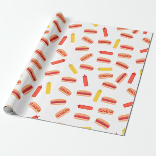 Hot Dog Fast Food BBQ Pattern  Wrapping Paper