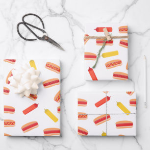Hot Dog Fast Food BBQ Pattern  Wrapping Paper Sheets