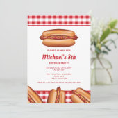 Hot Dog Fast Food Illustration Birthday Party Invitation (Standing Front)
