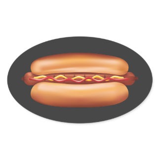 Hot Dog Fast Food Illustration Oval Sticker