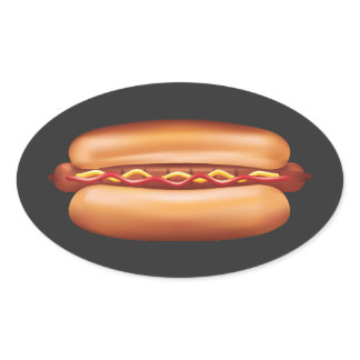 Hot Dog Fast Food Illustration Oval Sticker