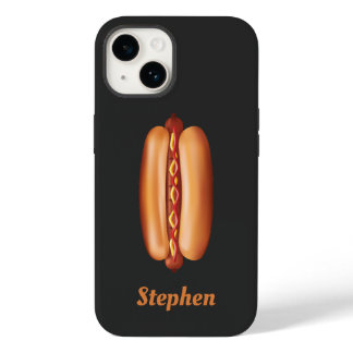 Hot Dog Fast Food Illustration With Custom Name Case-Mate iPhone 14 Case
